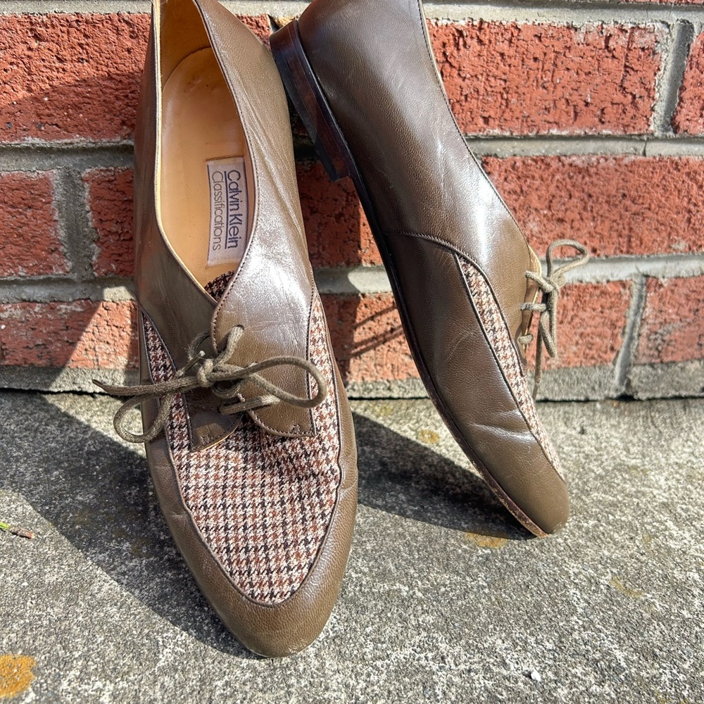Calvin Klein Classics Italy Leather & Tweed Oxfords 8.5N